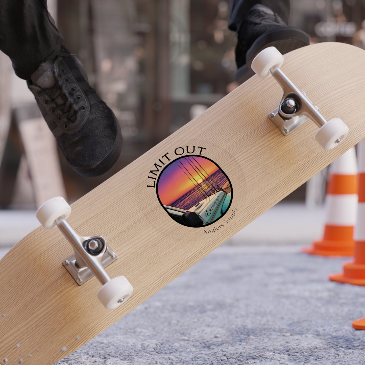 Limit Out Anglers Supply Round Fishing Sticker — Sunset Boat Outdoor Waterproof Decal