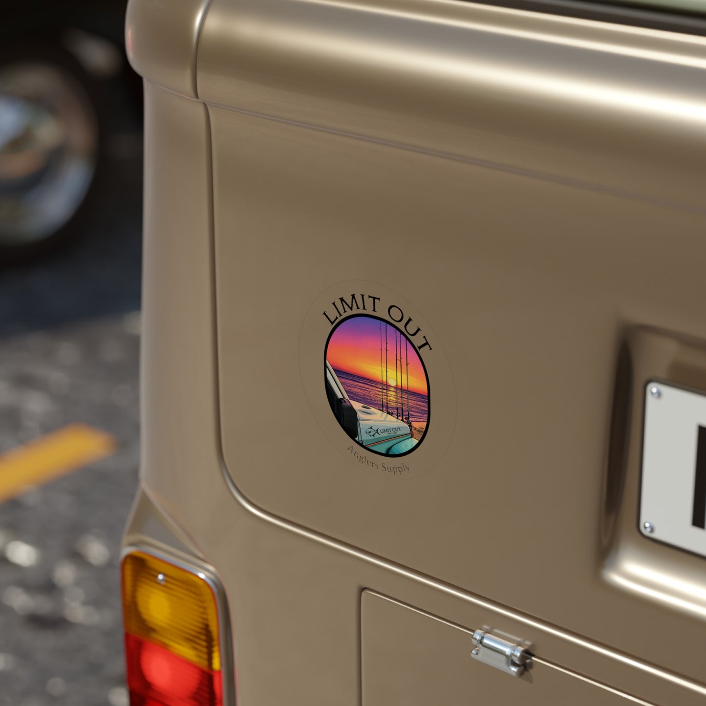 Limit Out Anglers Supply Round Fishing Sticker — Sunset Boat Outdoor Waterproof Decal